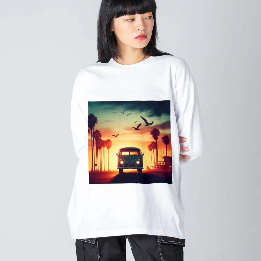 aircooled3のレトロなワーゲン 夕暮れビーチ 2 Big Long Sleeve T-Shirt