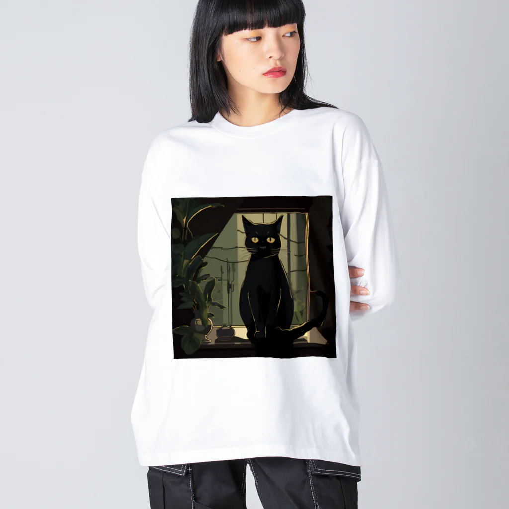 8890の黒猫 ビッグシルエットロングスリーブTシャツ