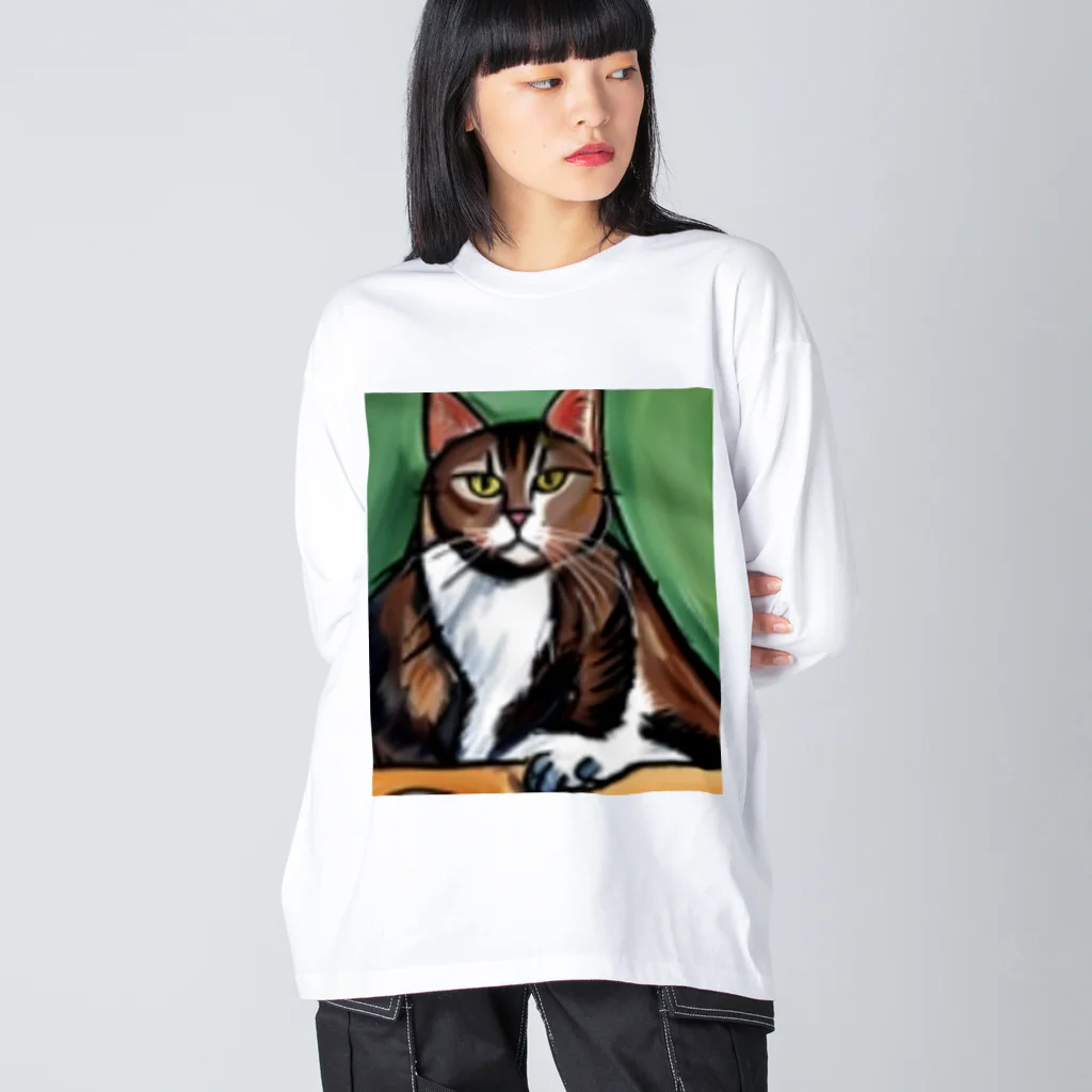 Ppit8のどっしりかまえる猫ちゃん ビッグシルエットロングスリーブTシャツ