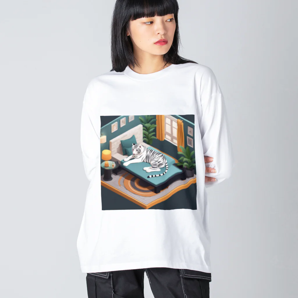 hono想(そう)イタグレ日記のホワイトタイガーのリラックスタイム Big Long Sleeve T-Shirt