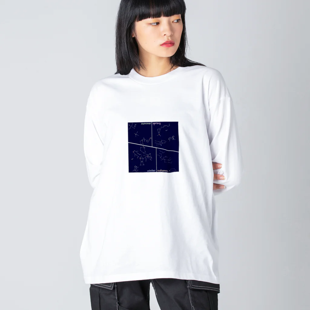 はるんるんの夜空を見上げて ビッグシルエットロングスリーブTシャツ