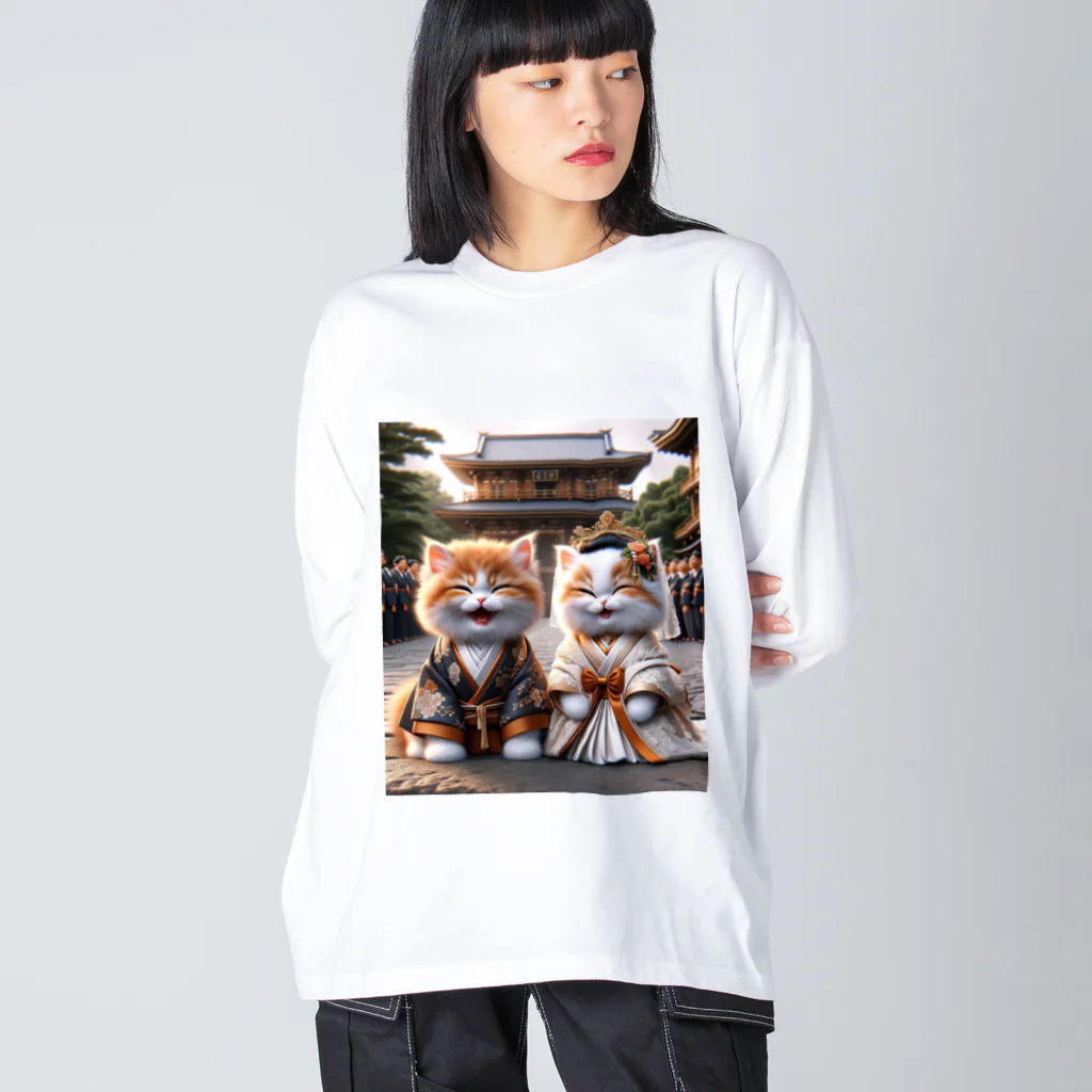 もふもふ日本史の結婚式、着物 Big Long Sleeve T-Shirt