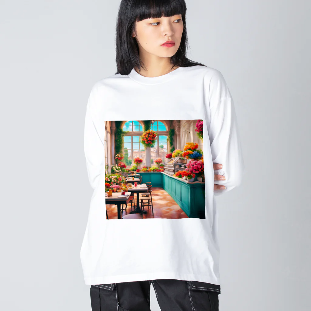 HOSHI-TANEKO🌠の🌺華やかな・カフェ☕✨ ビッグシルエットロングスリーブTシャツ