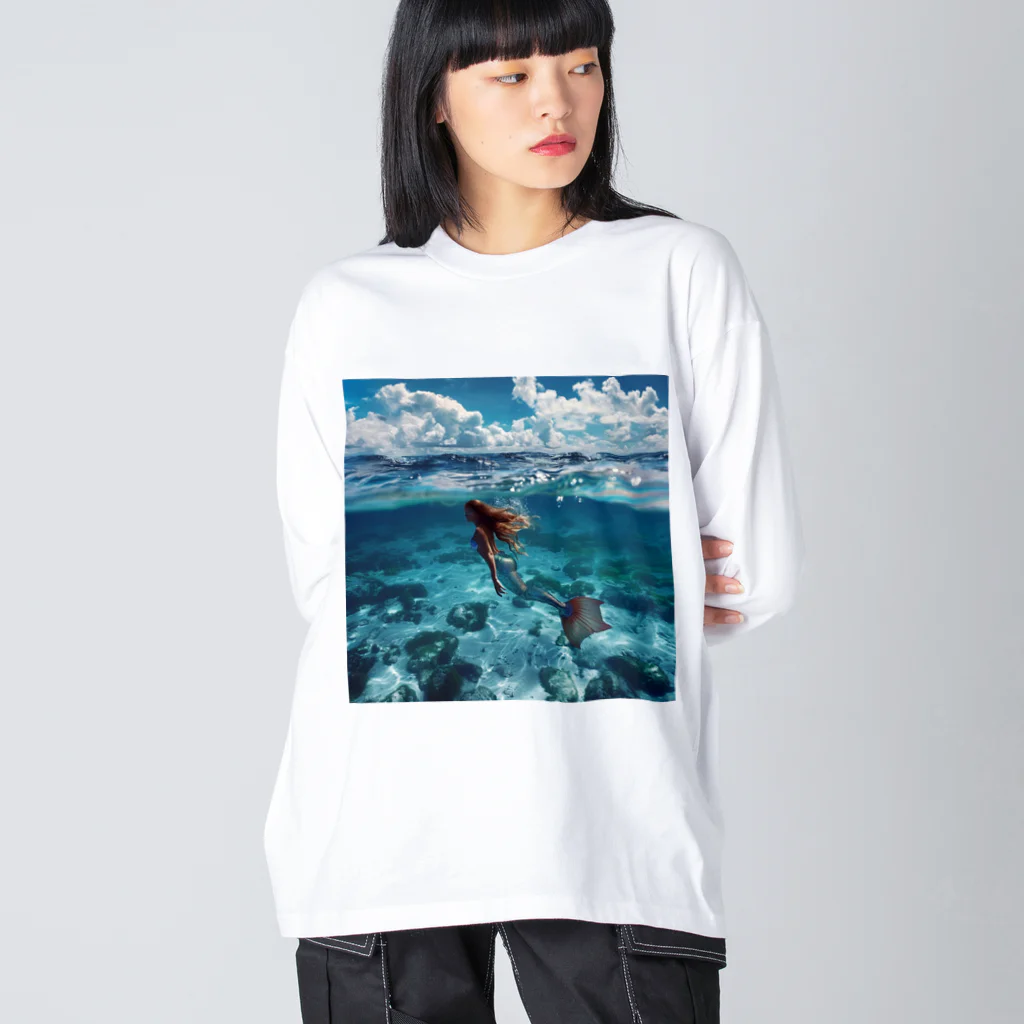 AQUAMETAVERSEのモルジブの大海原で人魚が泳いでいますsanae2074 ビッグシルエットロングスリーブTシャツ