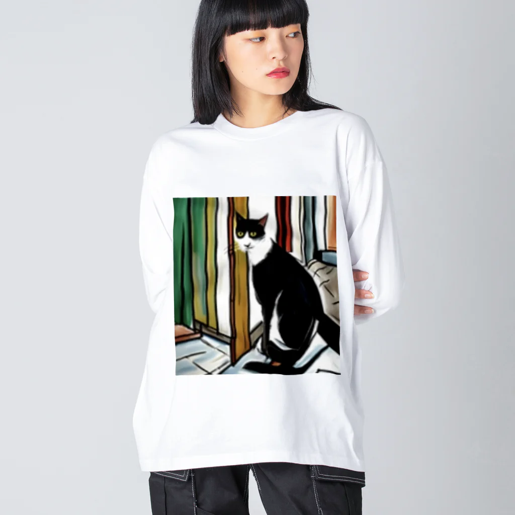 Ppit8のスパイ猫ちゃん、ミッション中！ ビッグシルエットロングスリーブTシャツ