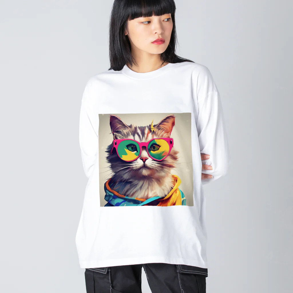 てんとくろ助のぱりぴねこ Big Long Sleeve T-Shirt