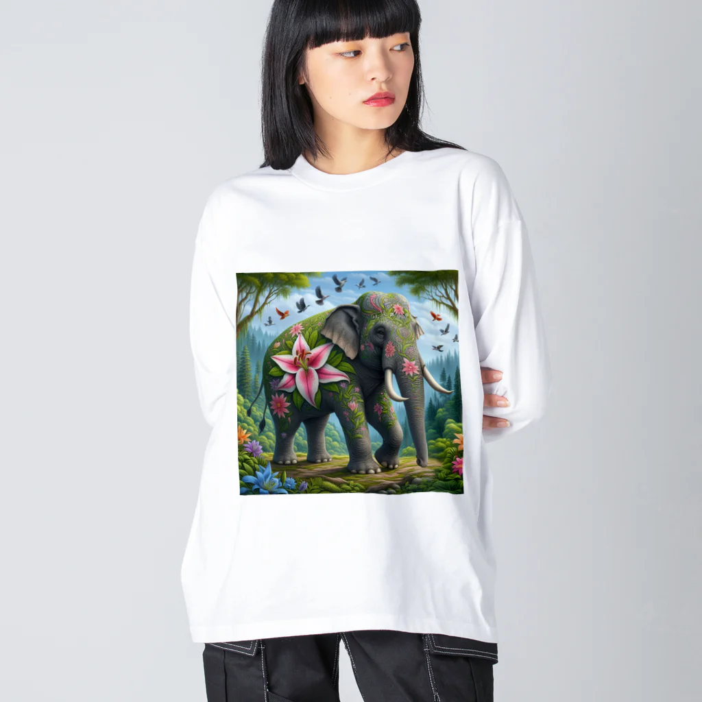 totetunのゆりゆるゾウさん Big Long Sleeve T-Shirt