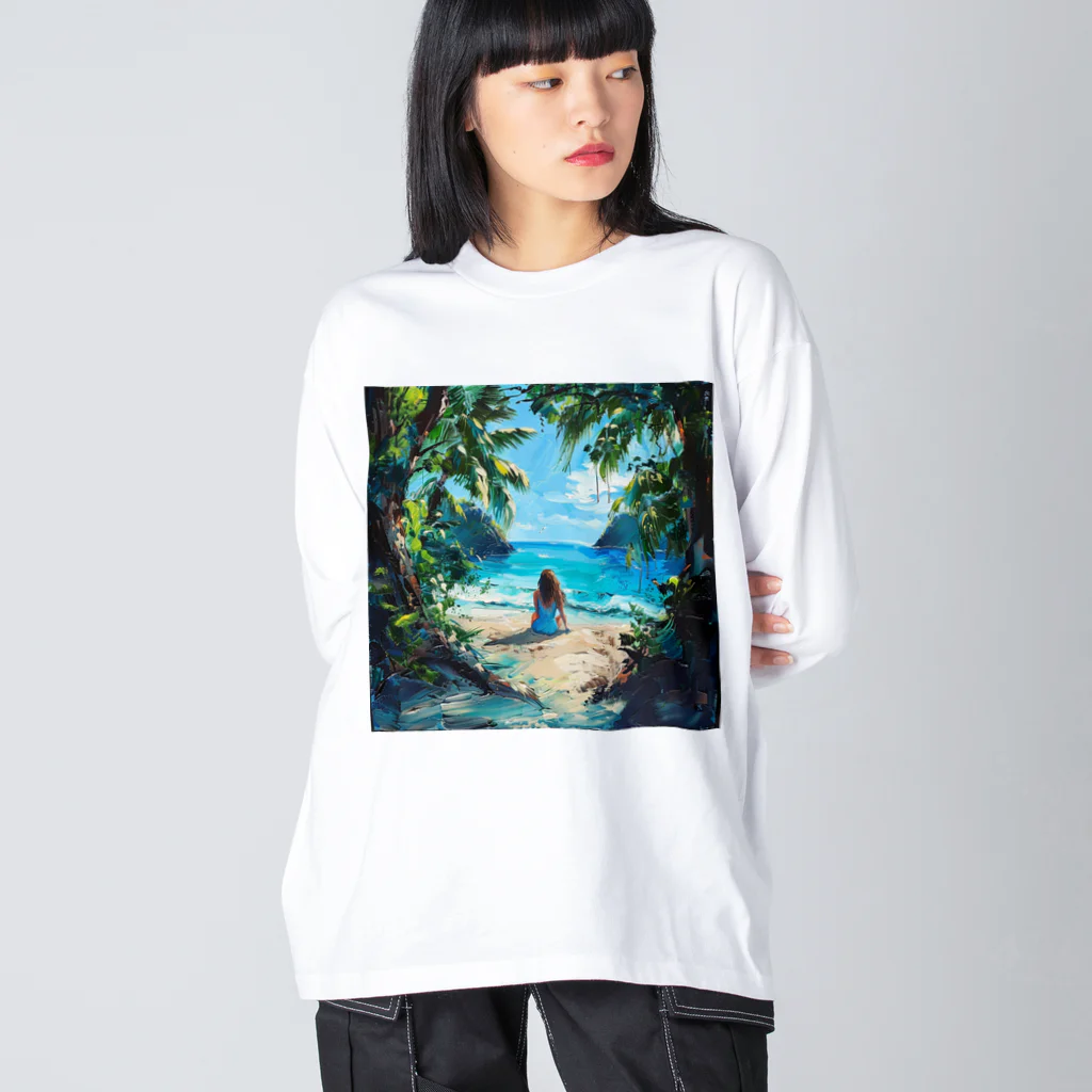 AQUAMETAVERSEのプライベートビーチでバカンス　Tomoe bb 2712 ビッグシルエットロングスリーブTシャツ