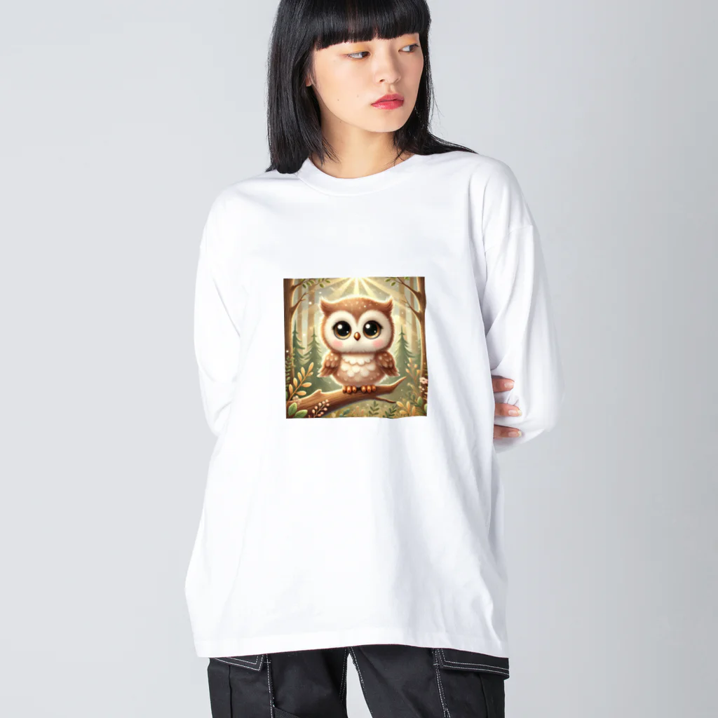 akinyan3128の守護神のフクロウさん ビッグシルエットロングスリーブTシャツ