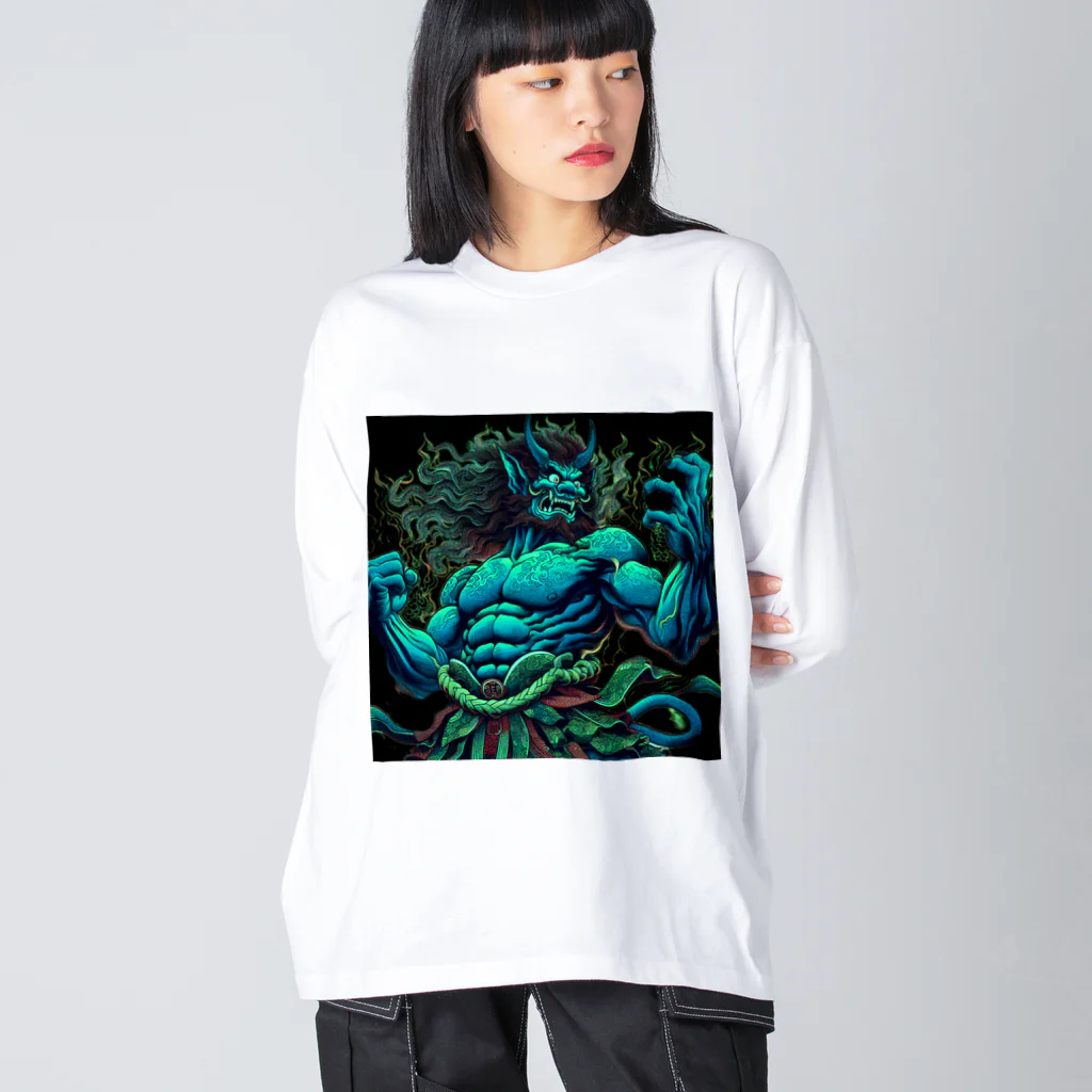 EIKATSU（和風テイスト）の蒼鬼 No1 Big Long Sleeve T-Shirt