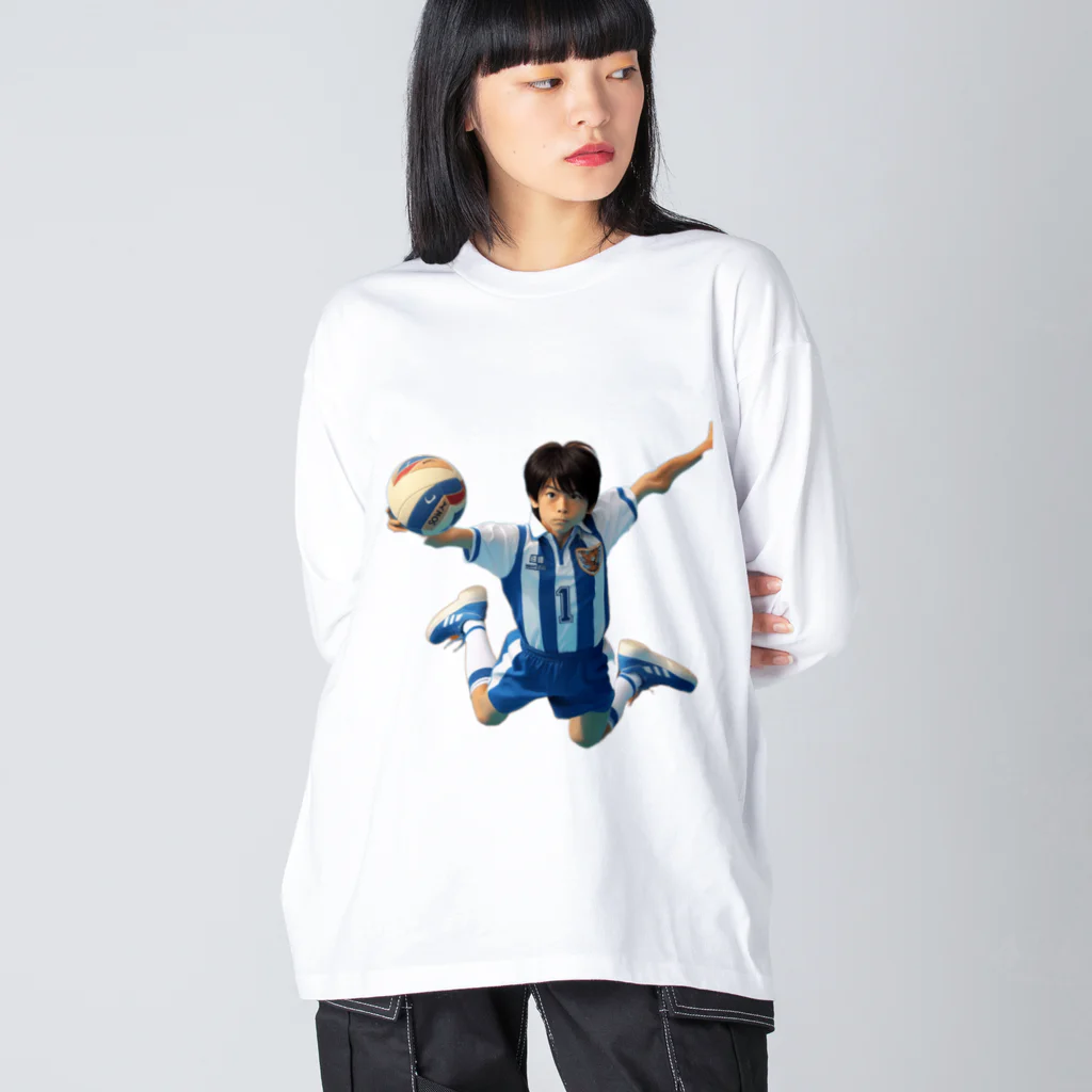 可愛い男の子イラスト販売所　By,keicyanの男の子　中学1年生　ハンドボール部 ビッグシルエットロングスリーブTシャツ