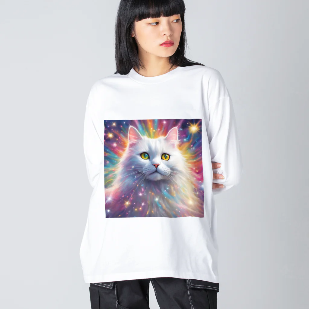 はなにゃんのおうちの虹色に輝くかわいい白猫ちゃん2 Big Long Sleeve T-Shirt