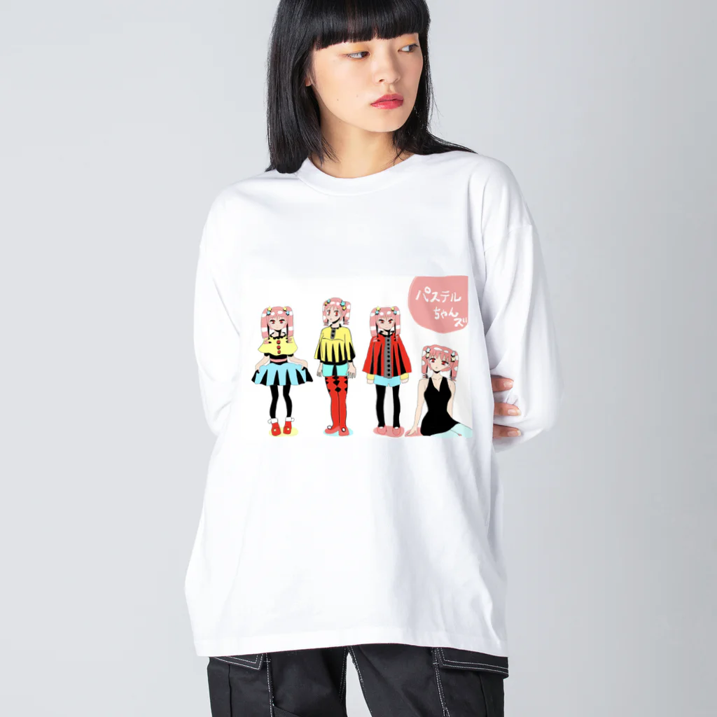 mikyacraft MIKA💓🌟赤い心臓のパステルちゃんズ Big Long Sleeve T-Shirt