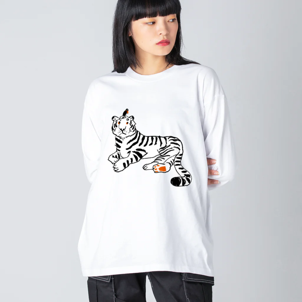 mya-mya=MIYA JUNKO's shop 02の虎と鳥 ビッグシルエットロングスリーブTシャツ