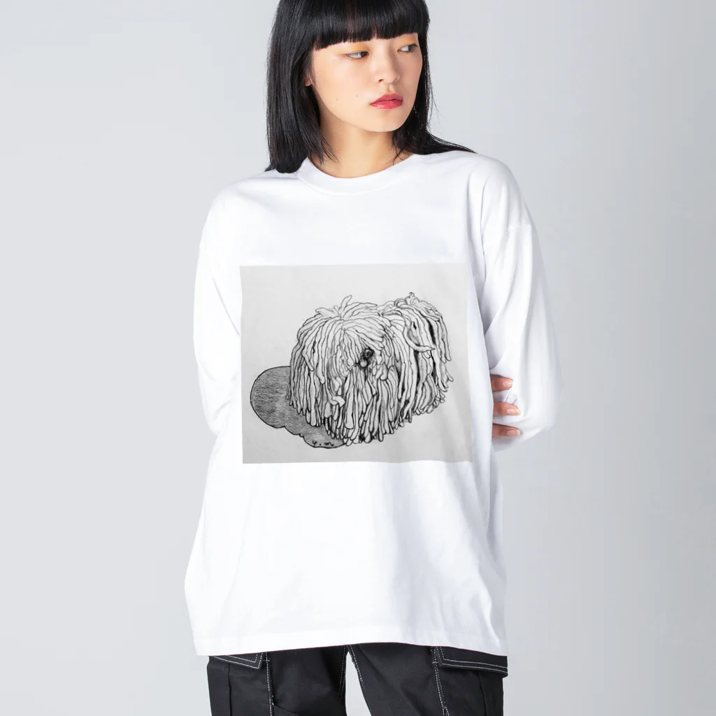 光平洋子のかしこいプーリー犬が振り向いた。puli illustration  Big Long Sleeve T-Shirt