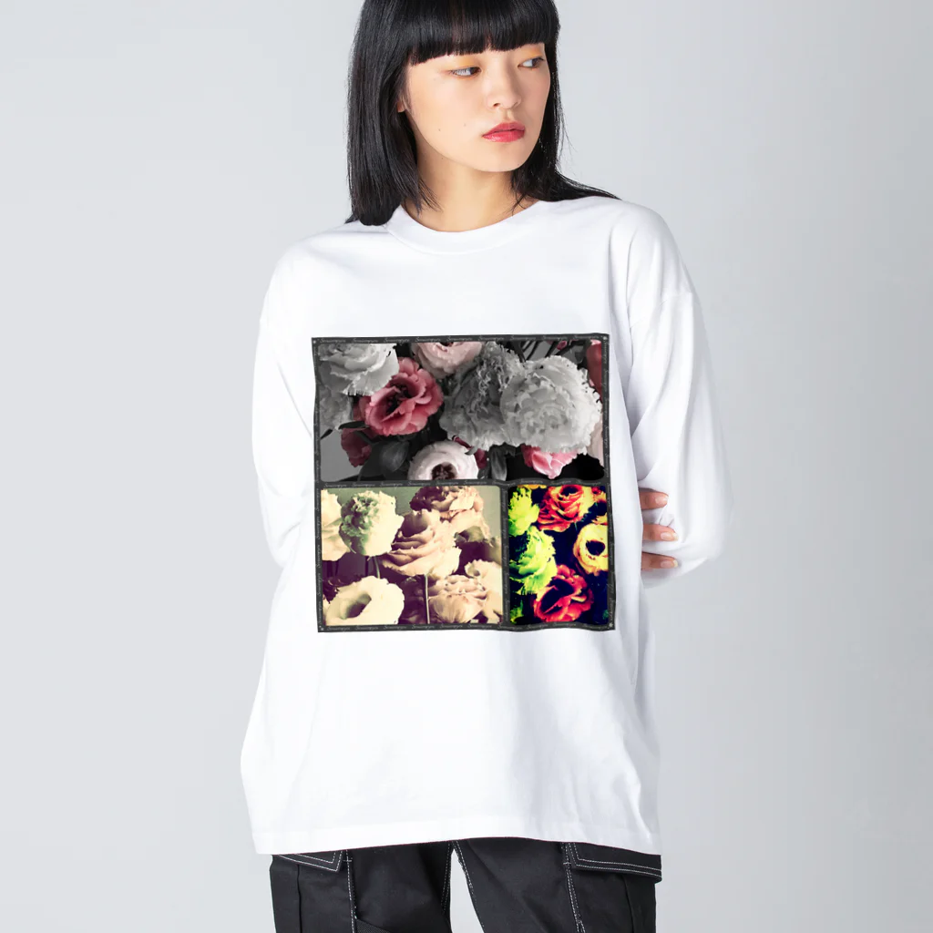 そらいろもようの大人可愛いシックな花柄 Big Long Sleeve T-Shirt