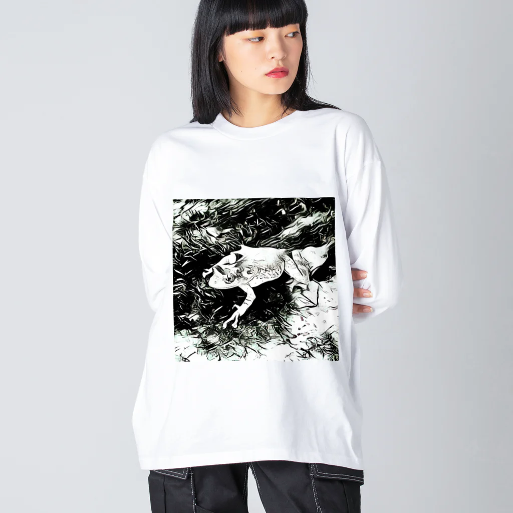 Fantastic FrogのFantastic Frog -Black And White Version- Big Long Sleeve T-Shirt