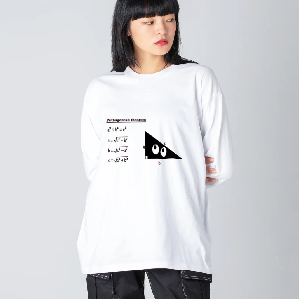 Danke Shoot Coffeeのスリスリ君が教えるピタゴラスの定理 ビッグシルエットロングスリーブTシャツ