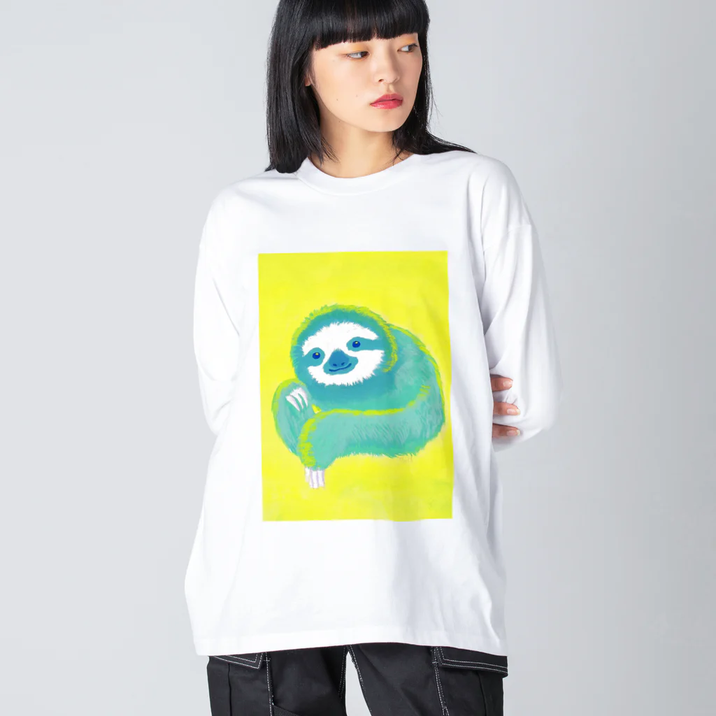 七味田飾品街のナマケモノ3(アクリル画) ビッグシルエットロングスリーブTシャツ