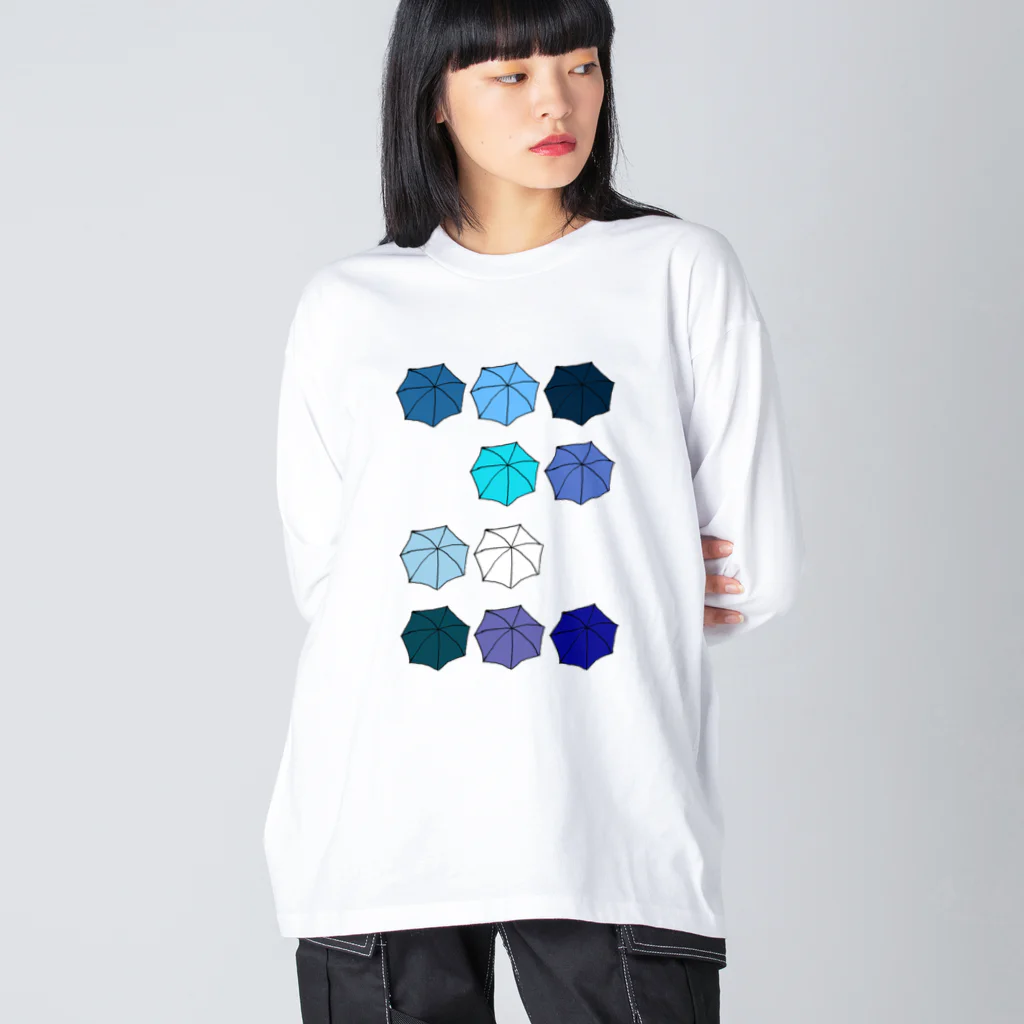 気ままに創作　よろず堂の傘の花　あお Big Long Sleeve T-Shirt