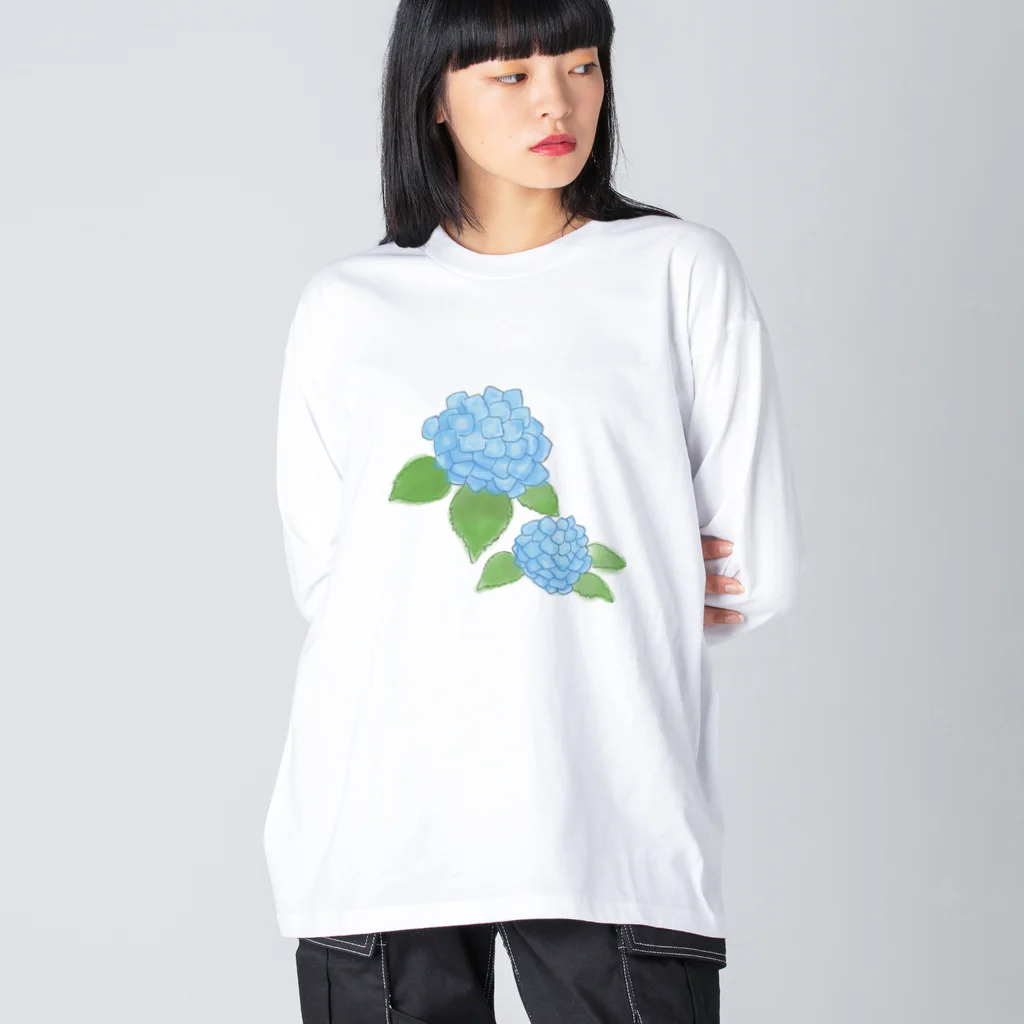 気ままに創作　よろず堂のあじさい　青 Big Long Sleeve T-Shirt