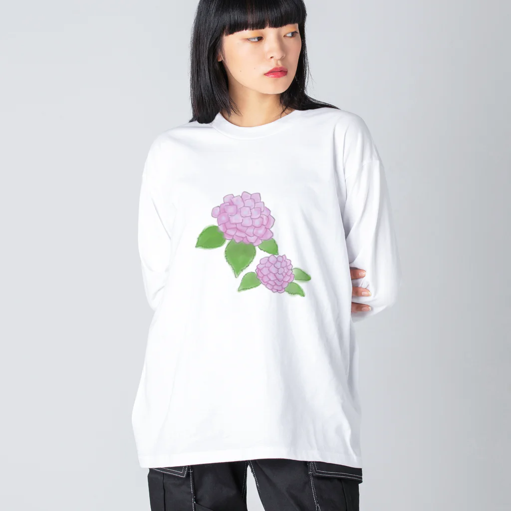 気ままに創作　よろず堂のあじさい　紫 Big Long Sleeve T-Shirt