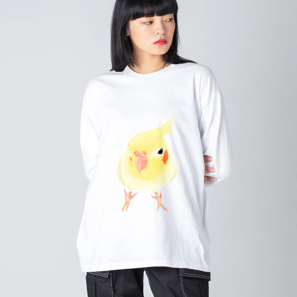 まめるりはことりのオカメインコ　おすましルチノー【まめるりはことり】 ビッグシルエットロングスリーブTシャツ