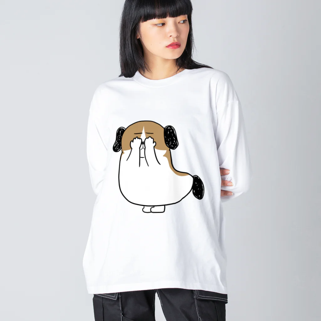 マツバラのもじゃまる目隠し Big Long Sleeve T-Shirt