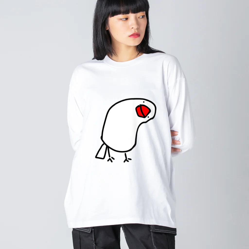 たちゅごろショップの首かしげ文鳥 ビッグシルエットロングスリーブTシャツ