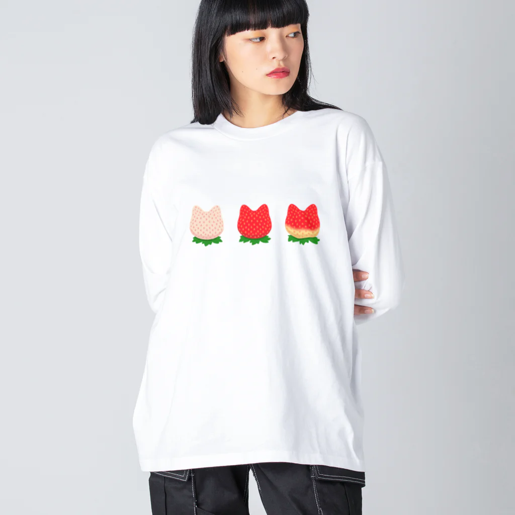 ☀️ひなたぼっくすの🍓ねこいちご ビッグシルエットロングスリーブTシャツ