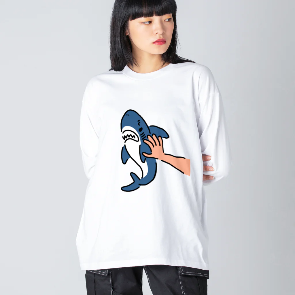 サメ わりとおもいのシャークにさわる Big Long Sleeve T-Shirt