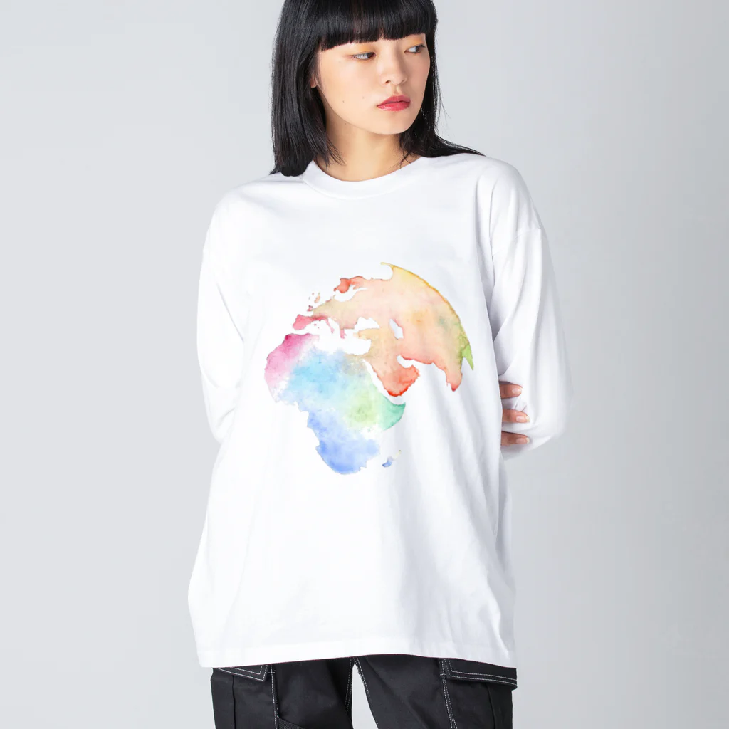 azure designの地球 Big Long Sleeve T-Shirt