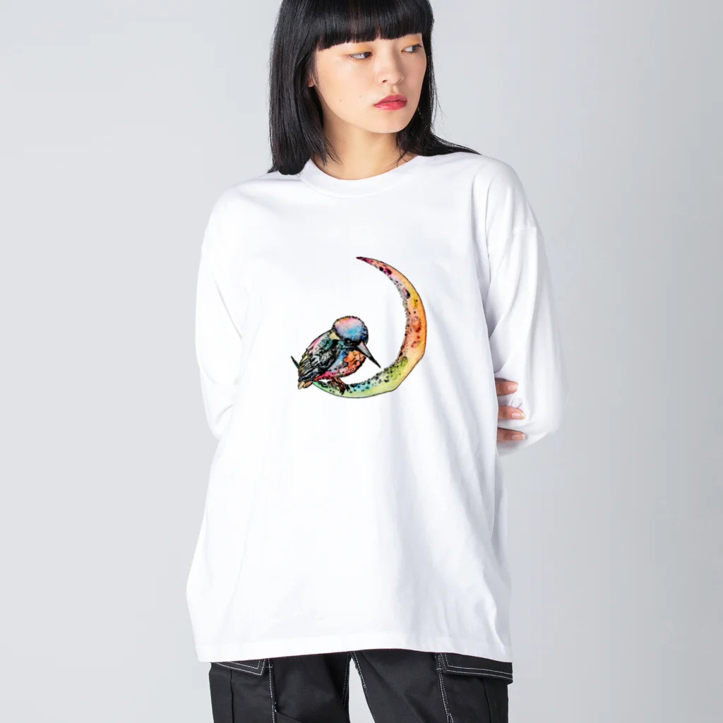 azure designのKingfisher on the moon【colorful】 ビッグシルエットロングスリーブTシャツ