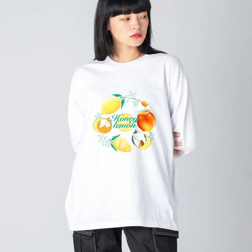 氷熊のおみせのねことはちみつレモン ビッグシルエットロングスリーブTシャツ