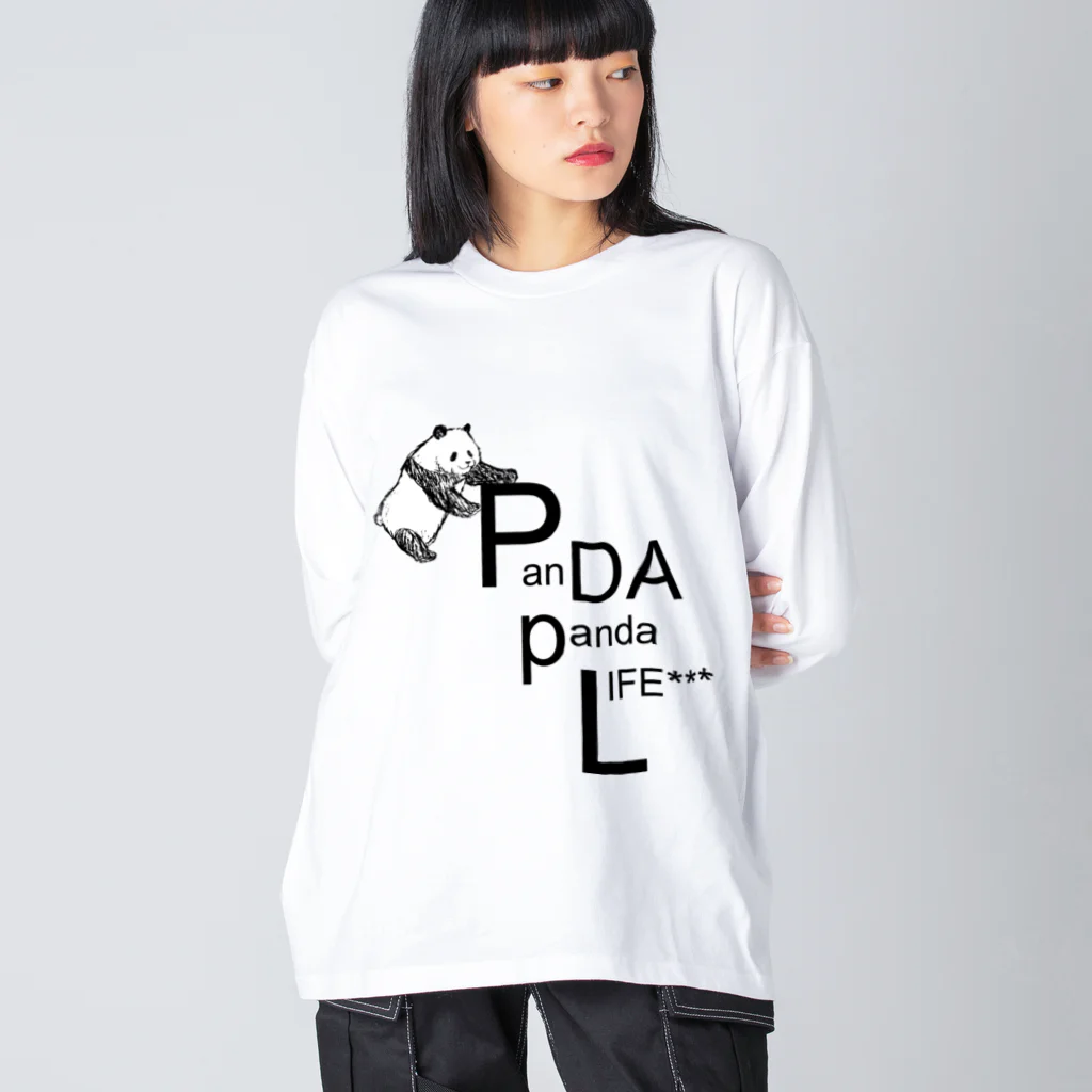 PANDA panda LIFE***の文字を運ぶパンダ ビッグシルエットロングスリーブTシャツ