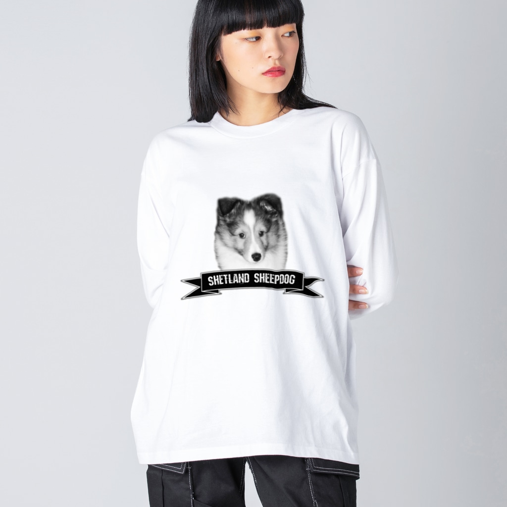 onehappinessのシェルティ パピー Big Long Sleeve T-Shirt