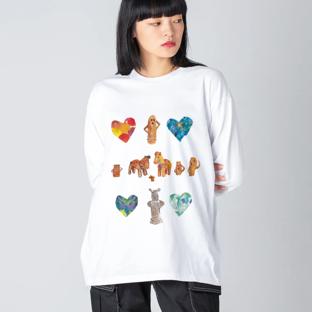 WAMI ARTのハニワとハート Big Long Sleeve T-Shirt