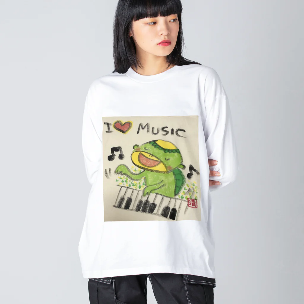 KIYOKA88WONDERLANDのピアノかっぱくん Piano Kappa-kun Big Long Sleeve T-Shirt