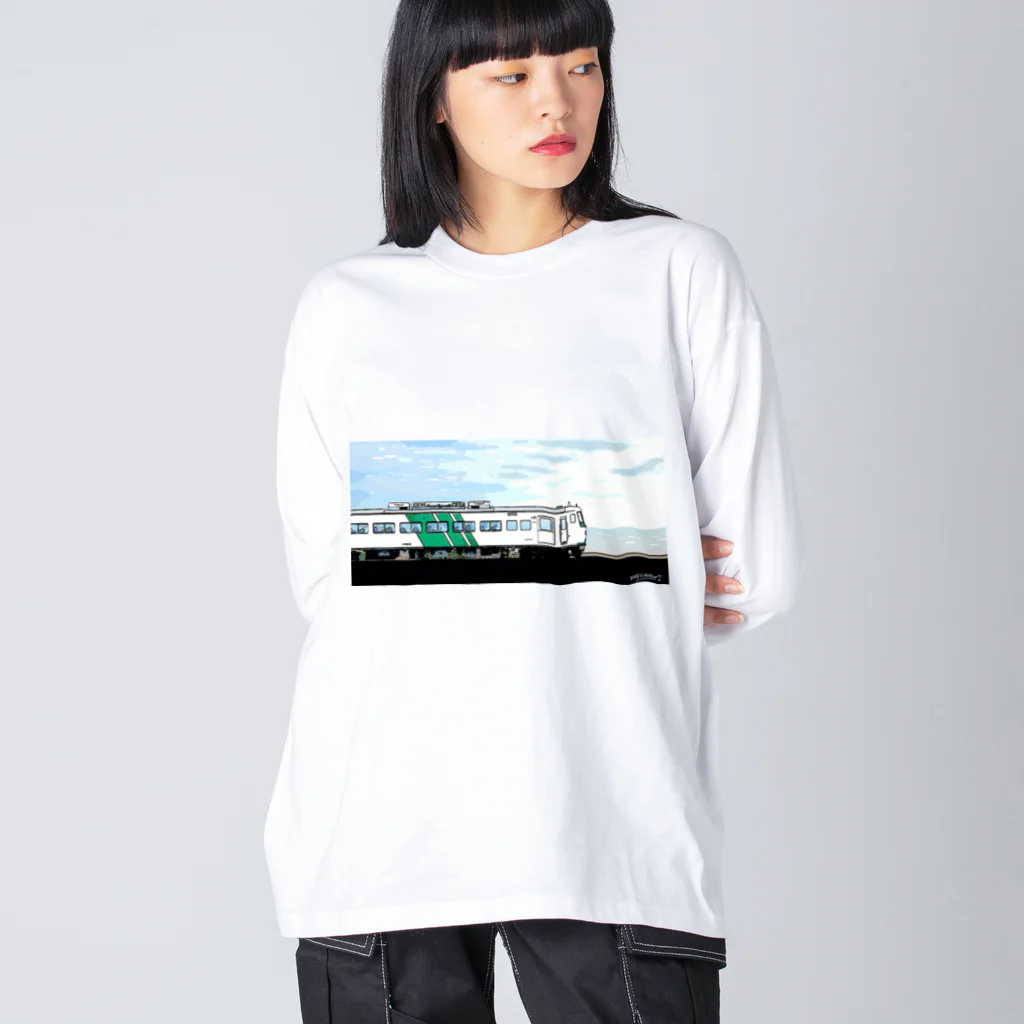 やすこーん（YASCORN）鉄道の鉄道：「踊り子」185系　イラスト ビッグシルエットロングスリーブTシャツ