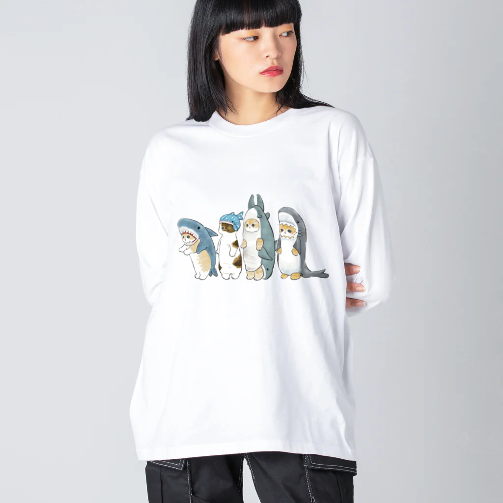 mofusandのサメ図鑑 Big Long Sleeve T-Shirt