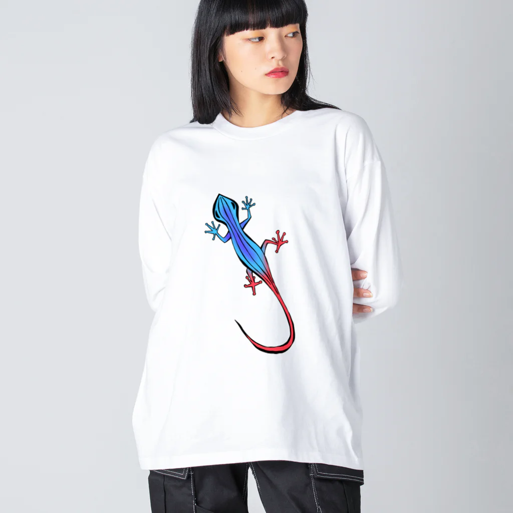 ぱくちのお店のトカゲくん（色違い） ビッグシルエットロングスリーブTシャツ