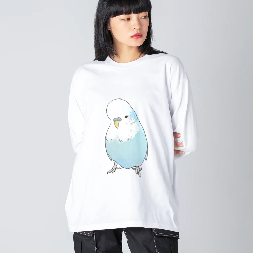 まめるりはことりの可愛いジャンボセキセイインコ【まめるりはことり】 Big Long Sleeve T-Shirt