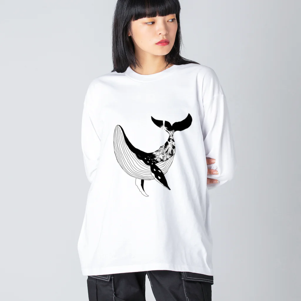 ぱくちのお店の桜吹雪くくじら（改定） Big Long Sleeve T-Shirt