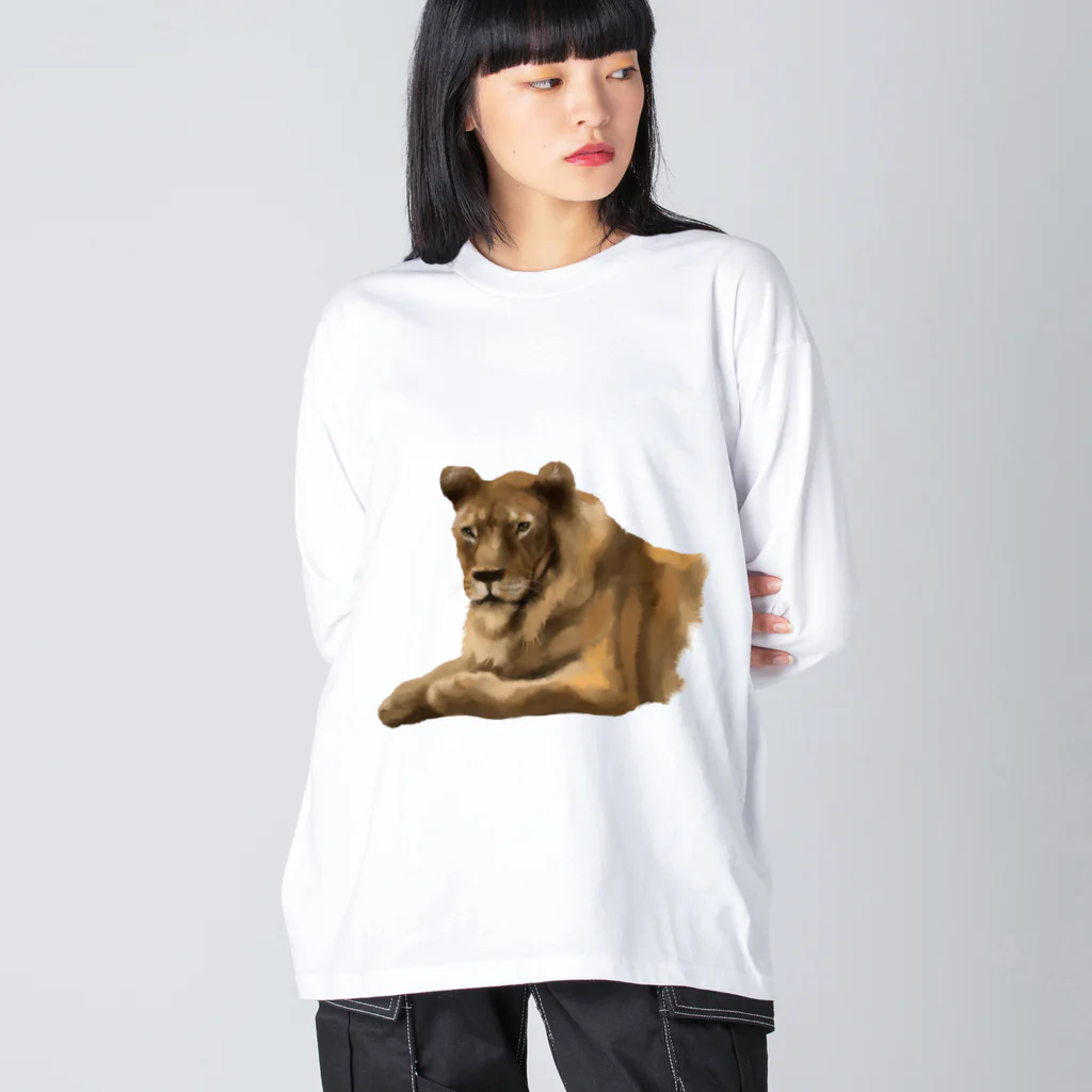 バクの森 〜マレーバクや動物イラストのグッズ 〜のAnimals シリーズ 〜ライオン〜 ビッグシルエットロングスリーブTシャツ