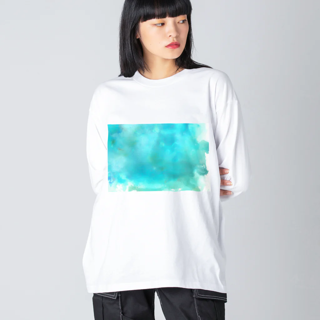 ya-pyのターコイズ　水彩 Big Long Sleeve T-Shirt