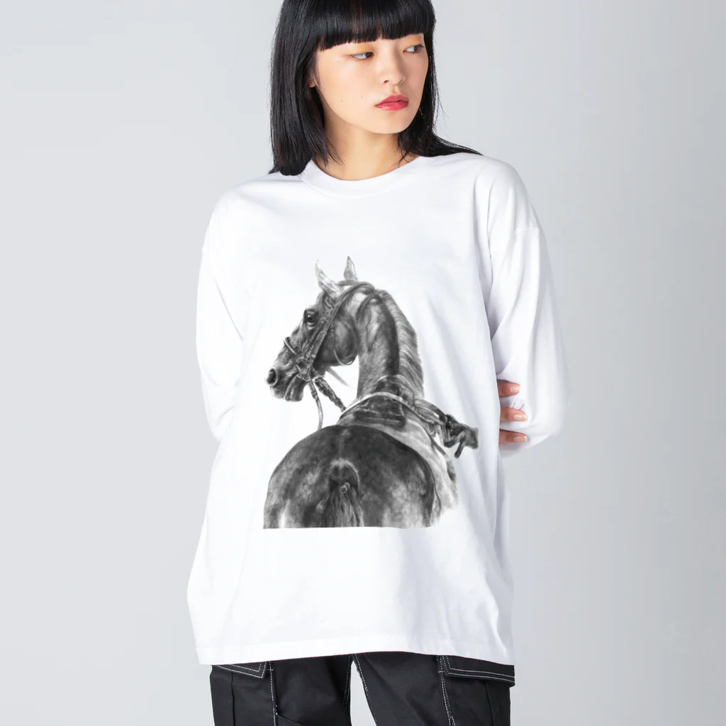 馬の絵の画家　斉藤いつみのサラブレッドの肖像画ロング Big Long Sleeve T-Shirt