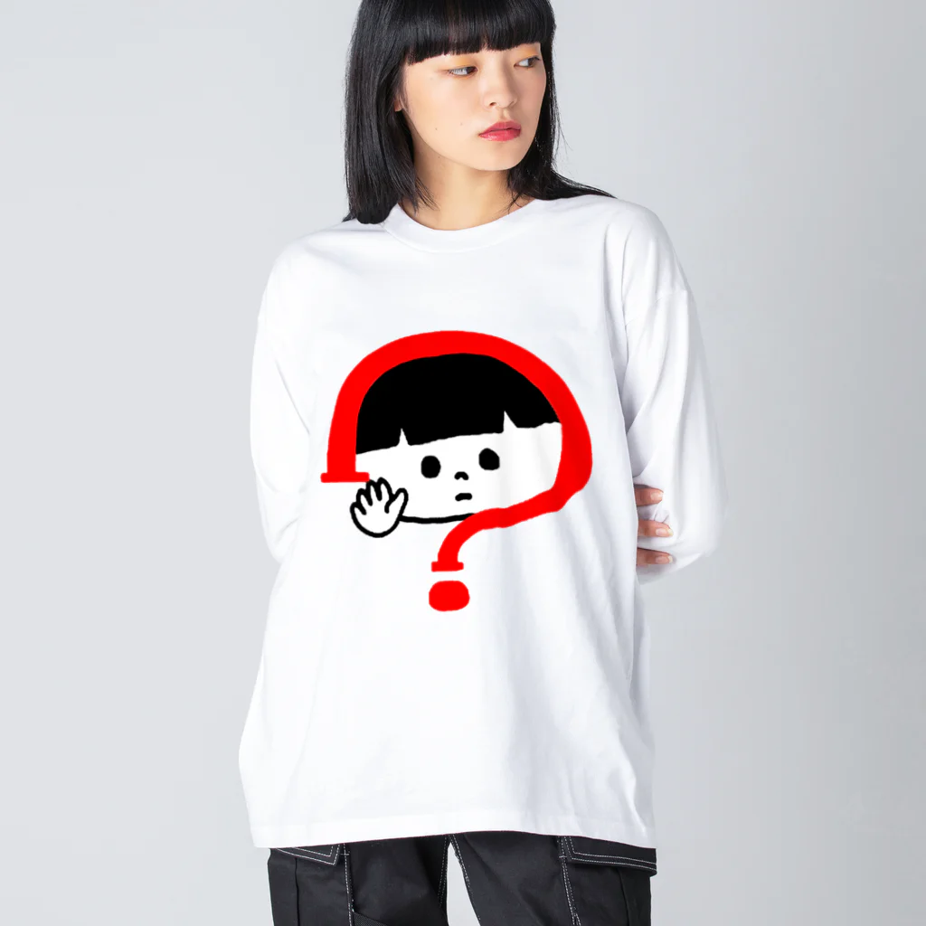 hikoのシロクロ君とあお目ねこ ビッグシルエットロングスリーブTシャツ