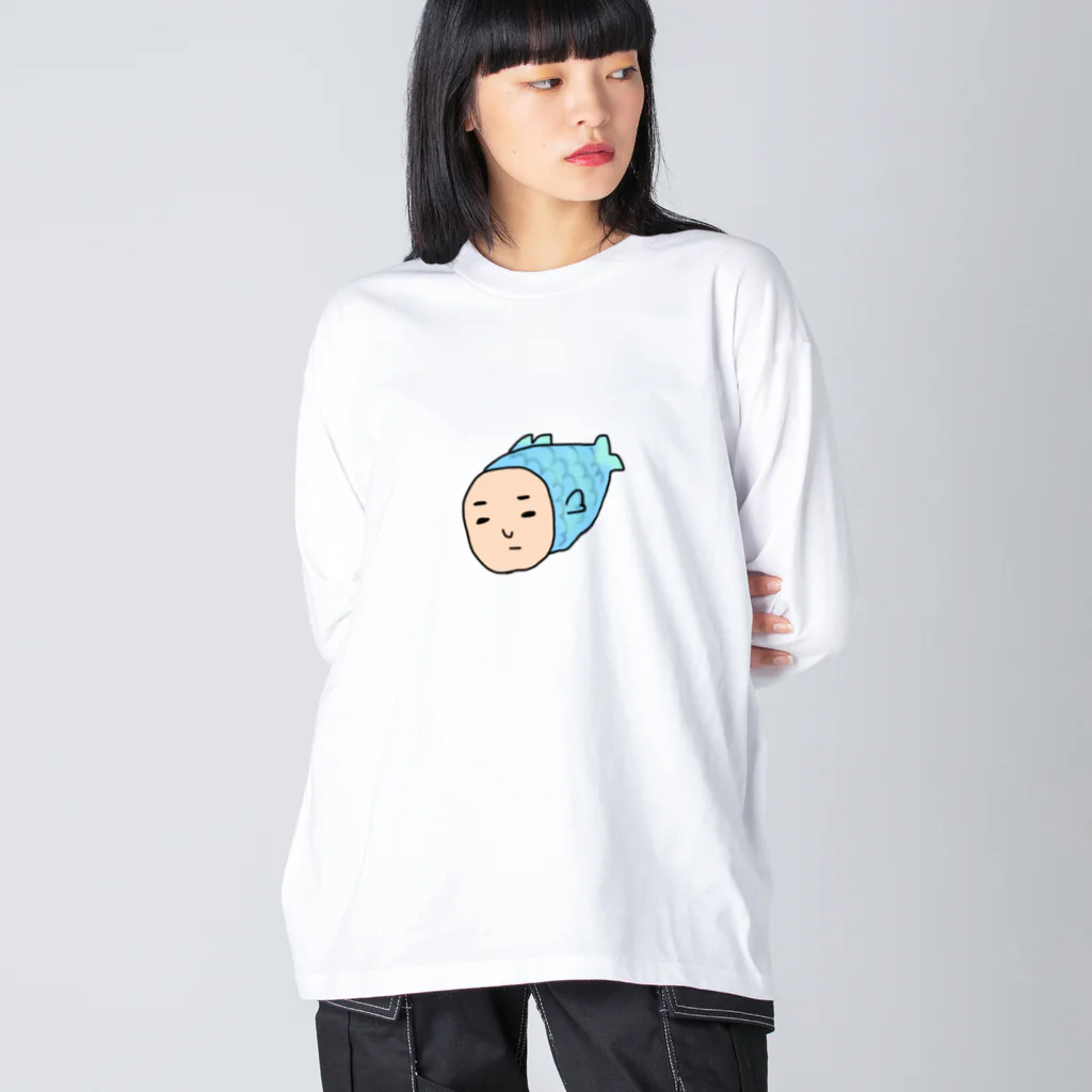 もふもふにゃんずの人面魚 ビッグシルエットロングスリーブTシャツ