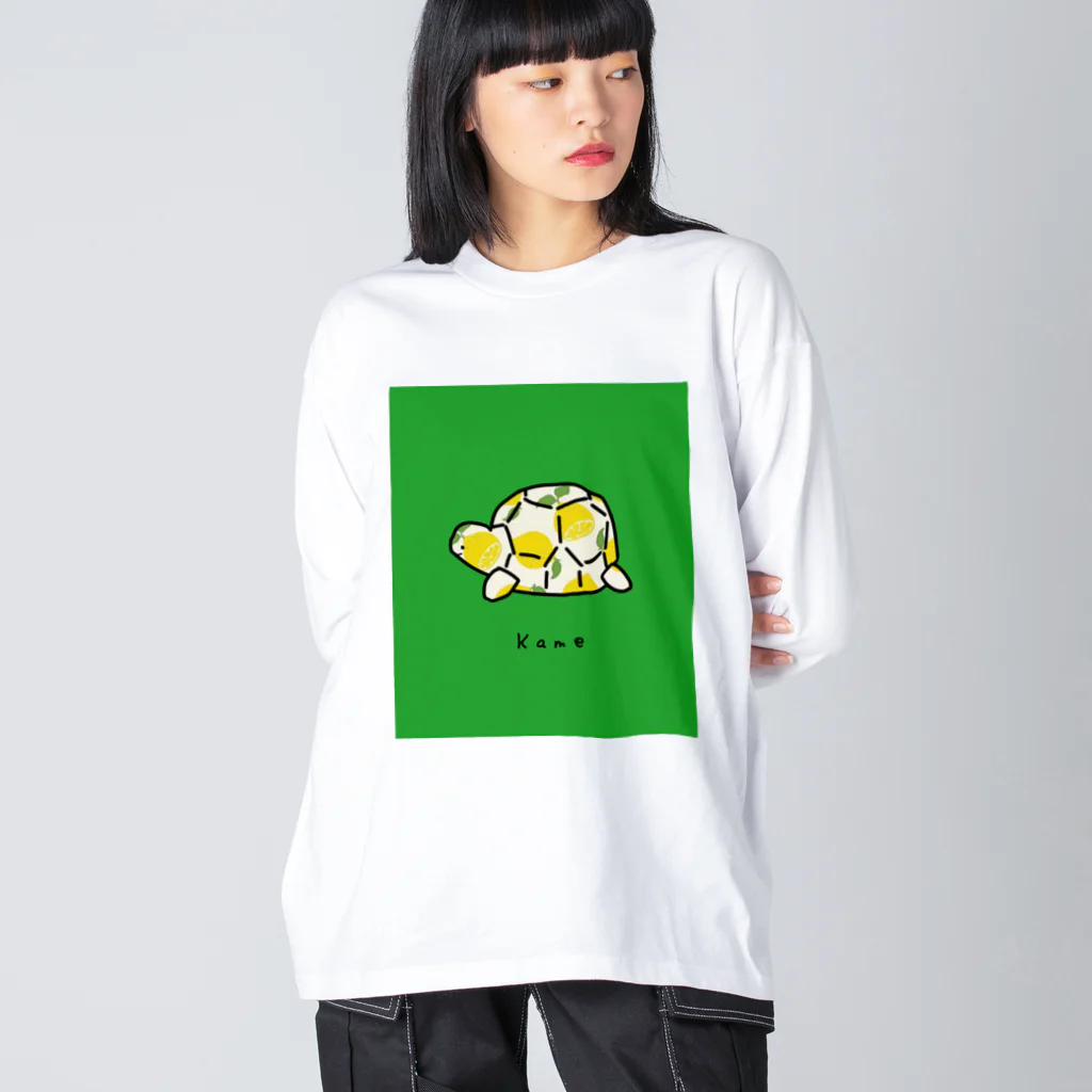 小鳥と映画館のカメレモン柄 Big Long Sleeve T-Shirt