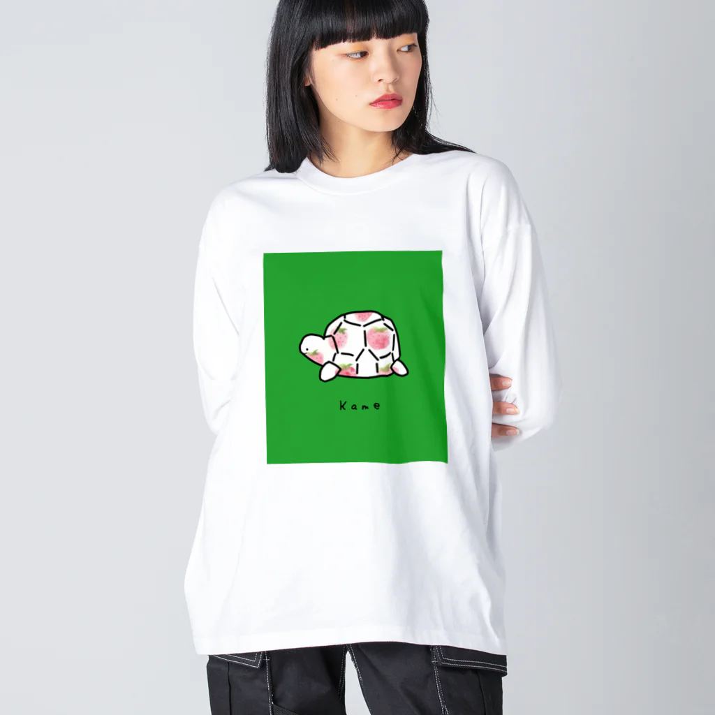 小鳥と映画館のカメイチゴ柄 ビッグシルエットロングスリーブTシャツ